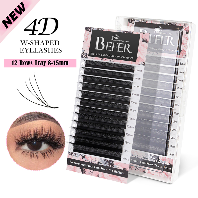 4D W Shape &ouml;gonfransf&ouml;rl&auml;ngning Premade Fan Lash Extension