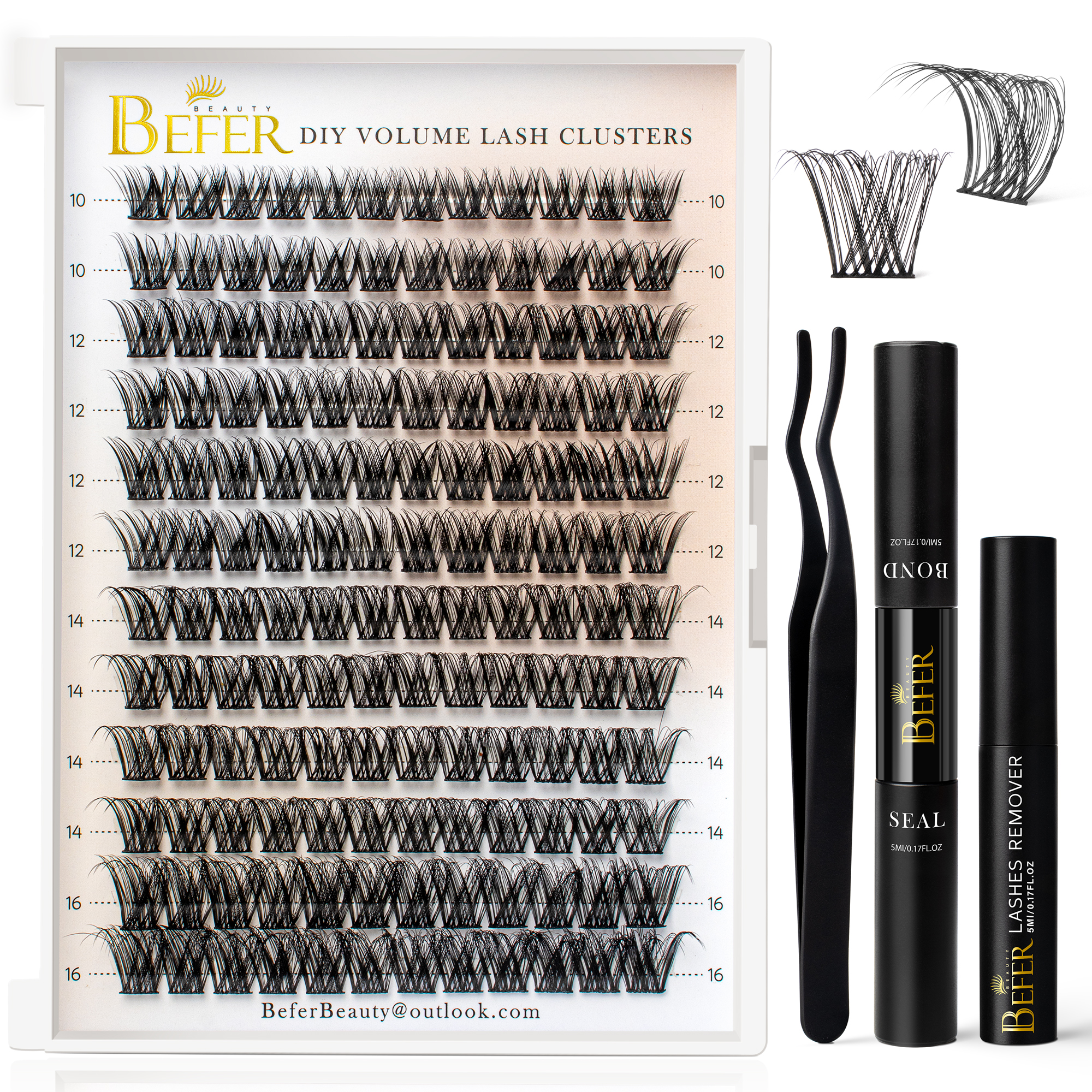 D Curl Eyelash Cluster DIY Անհատական ​​Թարթիչների Կլաստեր հավաքածու