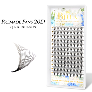 BEFER 20D Premade Fan Wimpers Lang Skerp Stem Puntige Base Premade Volume Fan 