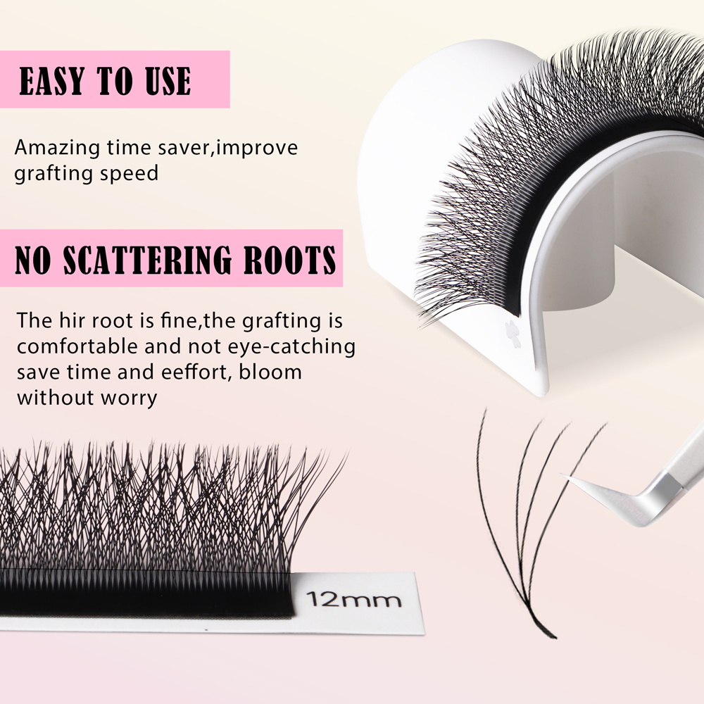 4D W Shape &ouml;gonfransf&ouml;rl&auml;ngning Premade Fan Lash Extension