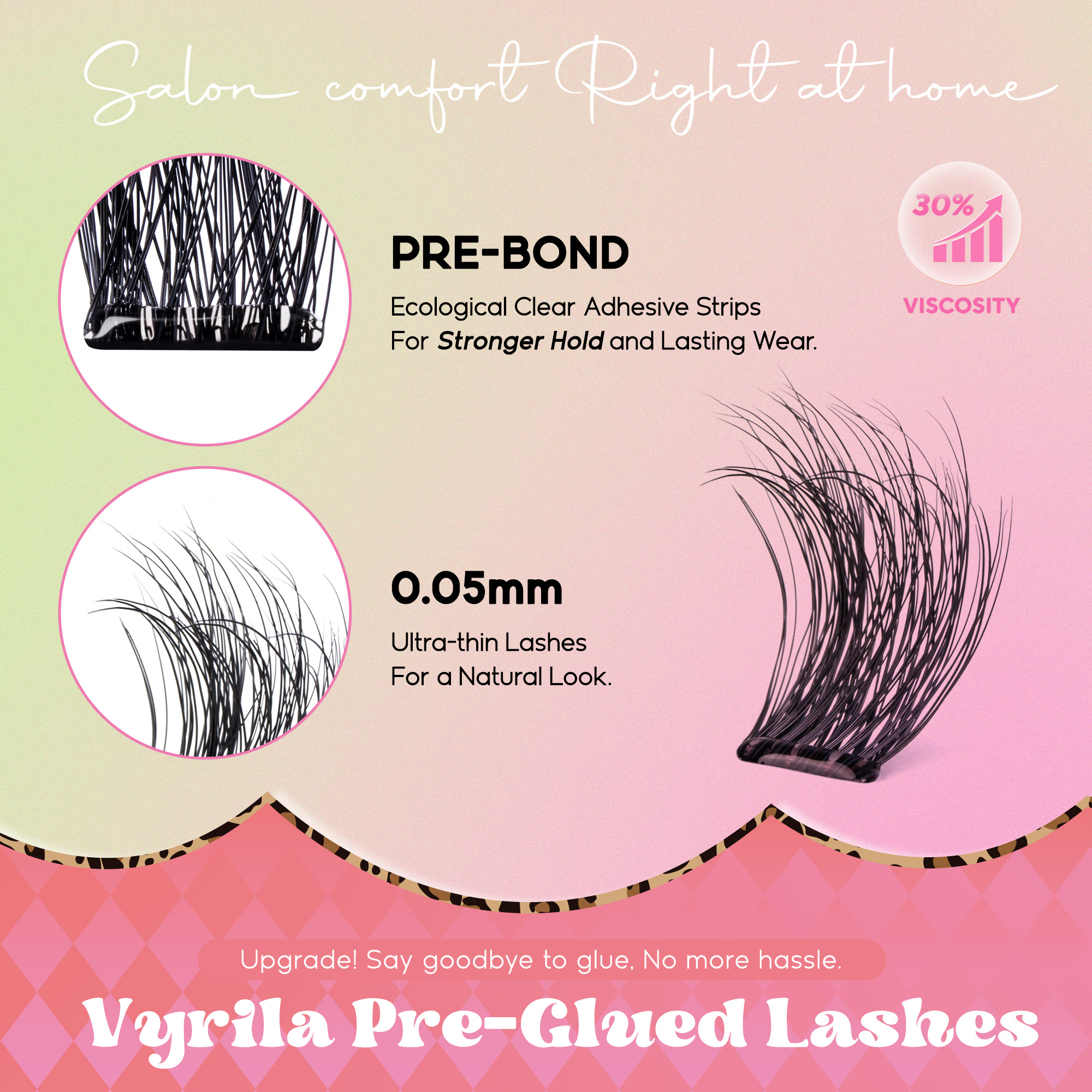 VYRILA Selfklewende Wimpergroepe Geen gom nodig Selfdoen Wimperverlengings Draagbare Pre-gegomde Muse Wimpers