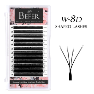 BEFER W 8D আকৃতির প্রিমেড ফ্যান আইল্যাশ এক্সটেনশন
