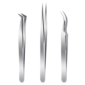 Ripsipinsetit ripsien pidennykseen, 3 kpl hopeapinsettisarja