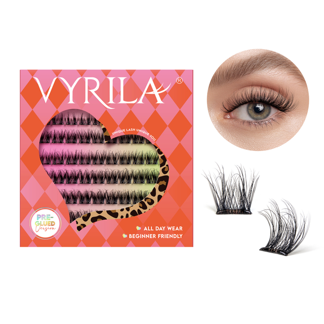 VYRILA 자체 접착 속눈썹 클러스터 접착제가 필요하지 않음 DIY 속눈썹 연장 휴대용 Pre Glued-Joy Lashes