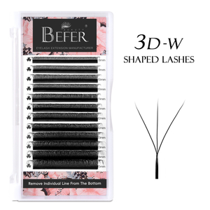 Quạt l&agrave;m sẵn h&igrave;nh chữ W BEFER 3D Phần mở rộng l&ocirc;ng mi