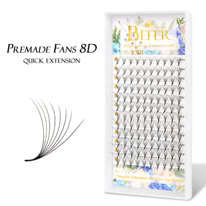 BEFER 8D Premade Fan Lashes Long acuta Caulis Pointy Base Premade Volume Fan 