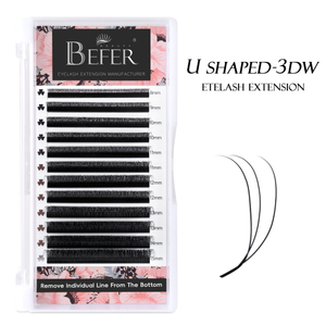BEFER U Shape 3D W Ciglia Premade Fan Ciglia Estensioni