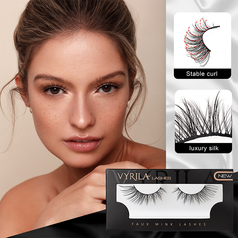 Faux Mink Cat Eye Wimpers Wispy 3D Fluffy Volume Strip Wimpers