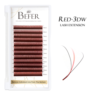 BEFER Red W Shaped Bloom 3D Automatisch bl&uuml;hende vorgefertigte F&auml;cherwimpern