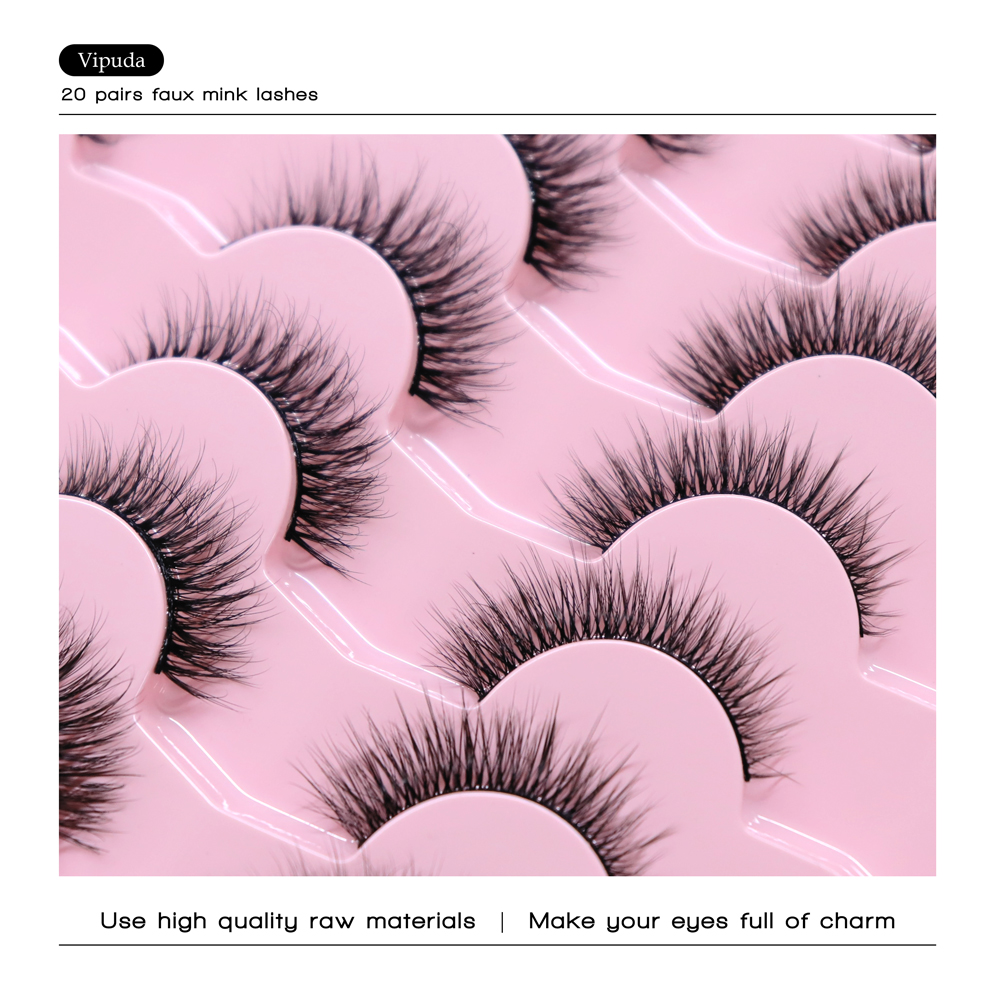 20 Pares ng 3D na Maliliit na Pilikmata Maling Eyelashes Faux Mink Eyelashes