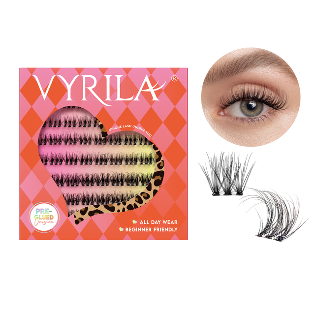 VYRILA 자체 접착 속눈썹 클러스터 접착제가 필요하지 않음 DIY 속눈썹 연장 휴대용 Pre Glued-Soul Lashes
