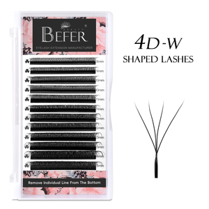 BEFER 4D W আকৃতির প্রিমেড ফ্যান আইল্যাশ এক্সটেনশন
